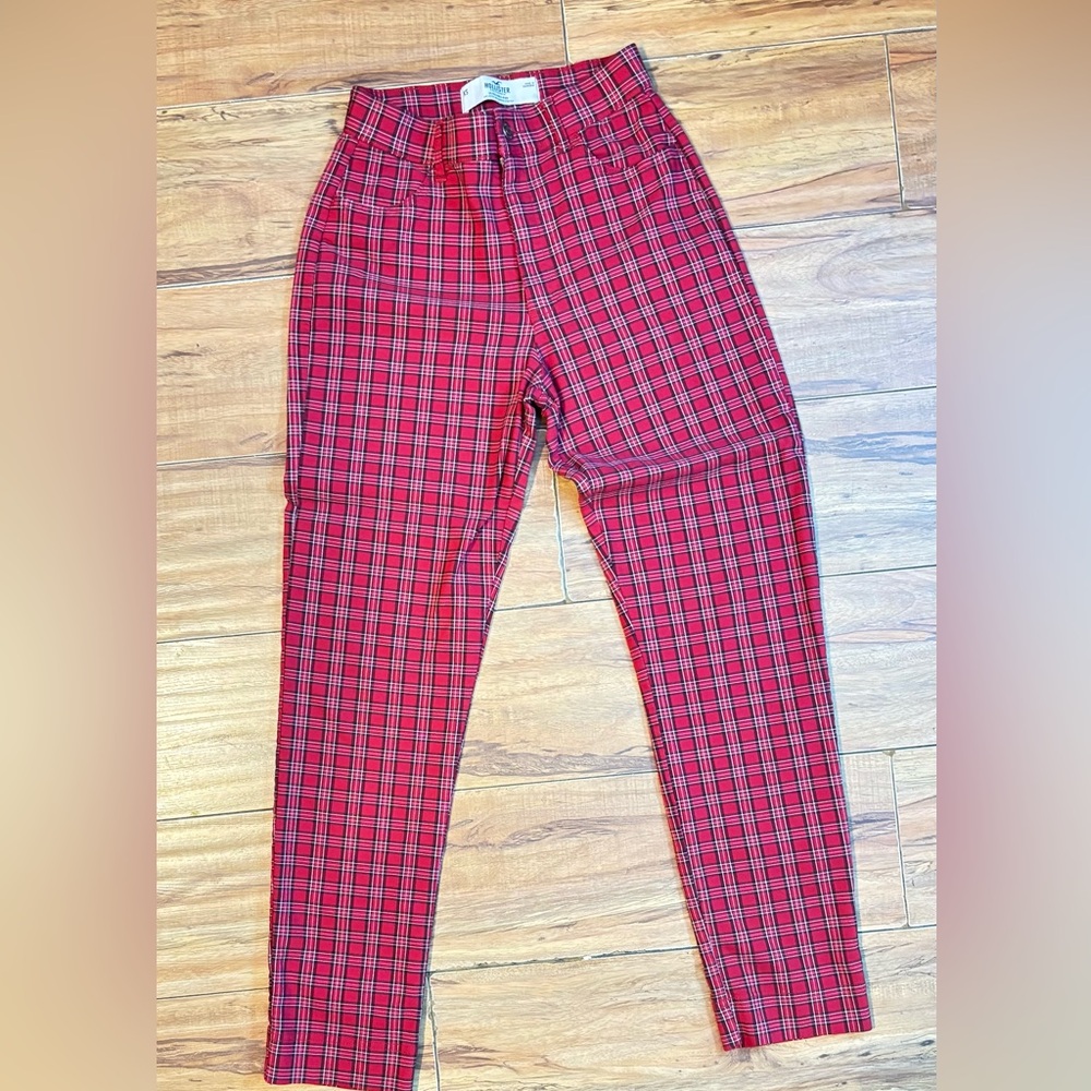 Hollister Red Plaid Pants